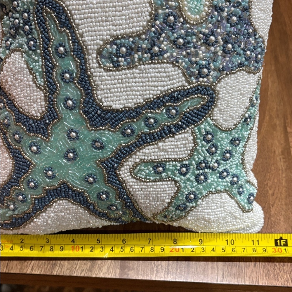 Coastal Collection Starfish Accent Throw Pillow Fully Beaded Front - Picture 7 of 7